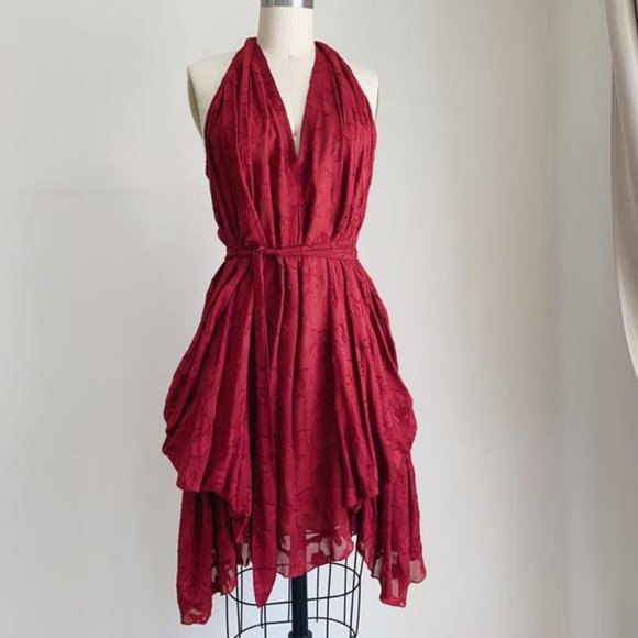 BCBG Maxazria Runway Burgundy Halter Dress XXS - Picture 4 of 6